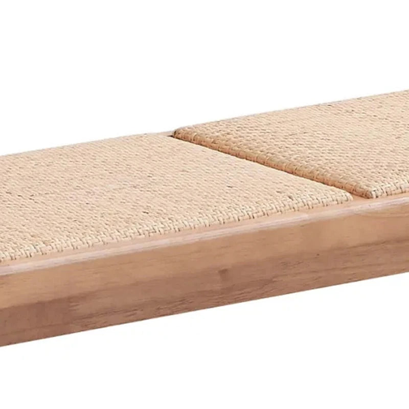 Panca da pranzo da 51 pollici, rattan intrecciato stile transizionale, legno marrone naturale