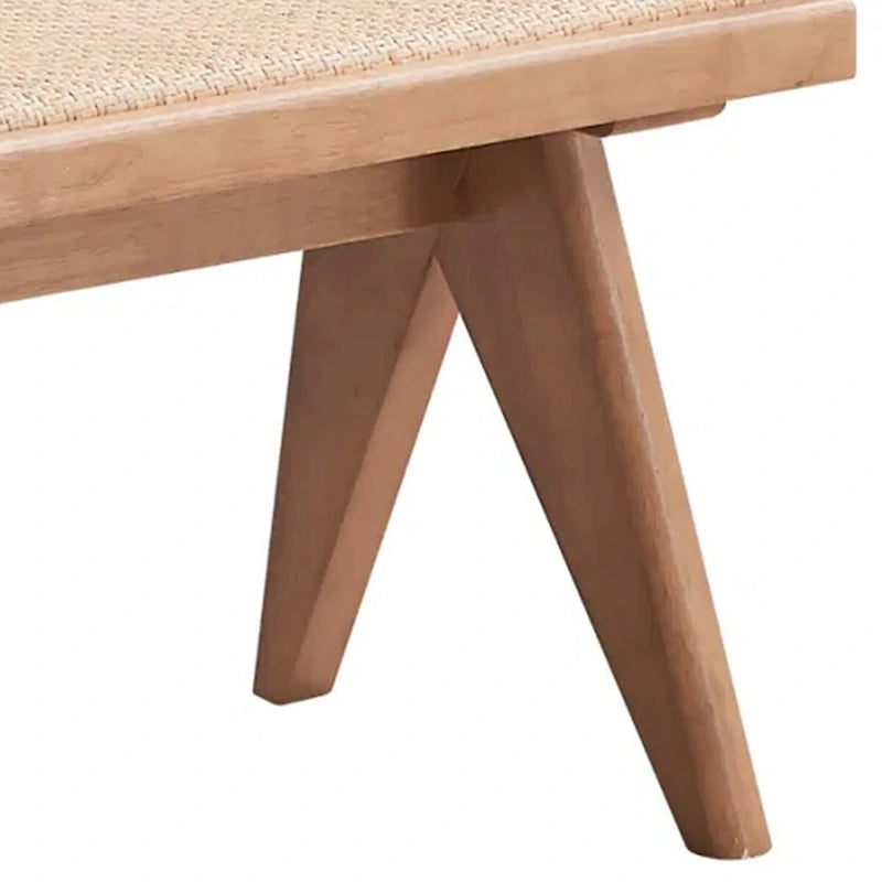 Panca da pranzo da 51 pollici, rattan intrecciato stile transizionale, legno marrone naturale