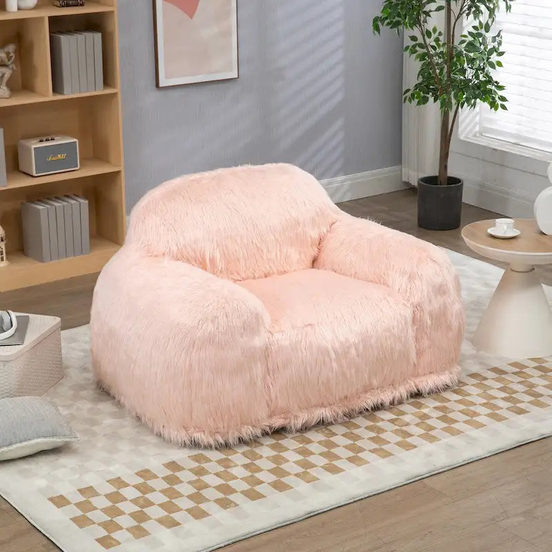 Poltrona a sacco per adulti e adolescenti, divano a pelo lungo, imbottito in schiuma ad alta densità, moderna poltrona relax