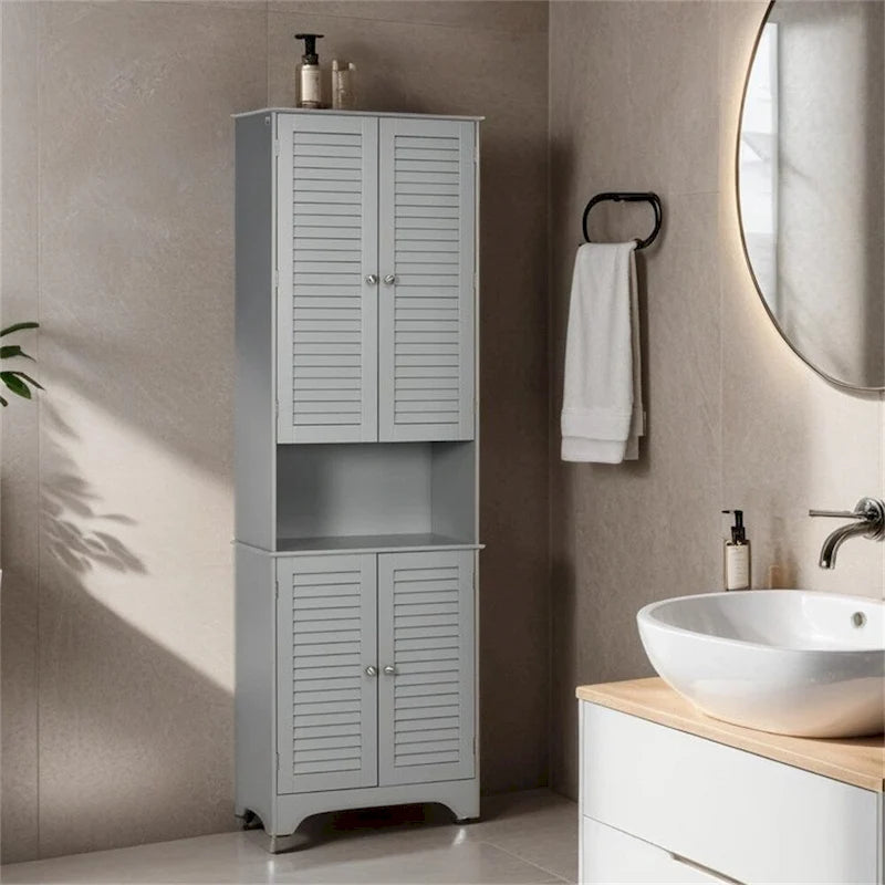 Tall Narrow Bathroom Storage Cabinet w/Doors and Shelf Adjustability
