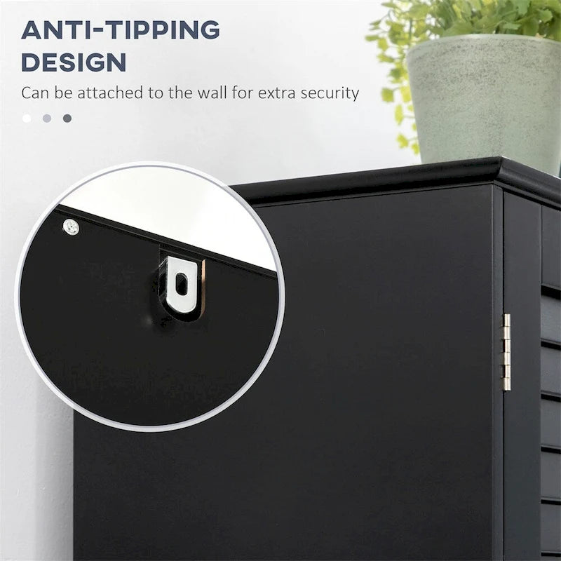 Mobiletto alto e stretto da bagno con ante e ripiani regolabili