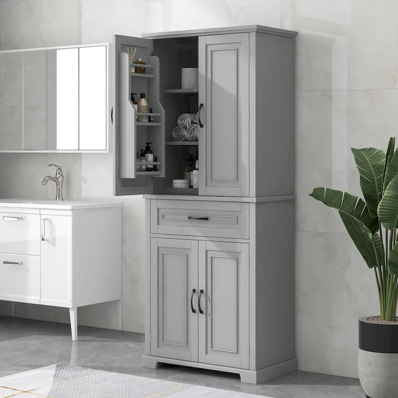Mobiletto alto da bagno con cassetti e ripiano regolabile