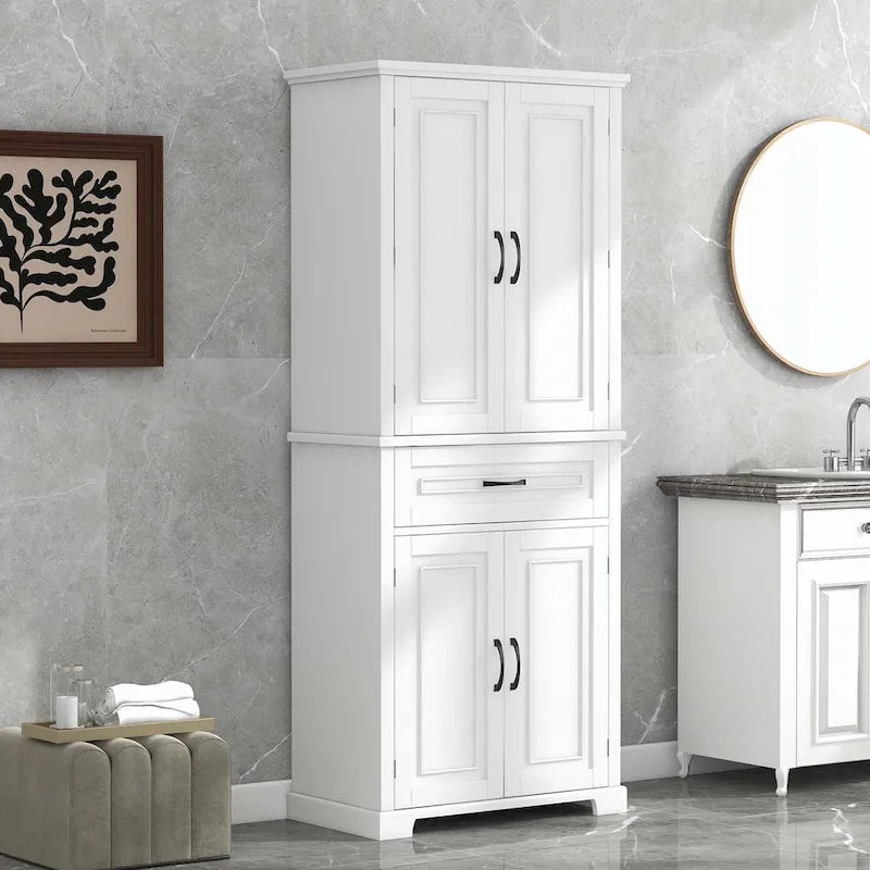 Mobiletto alto da bagno con cassetti e ripiano regolabile