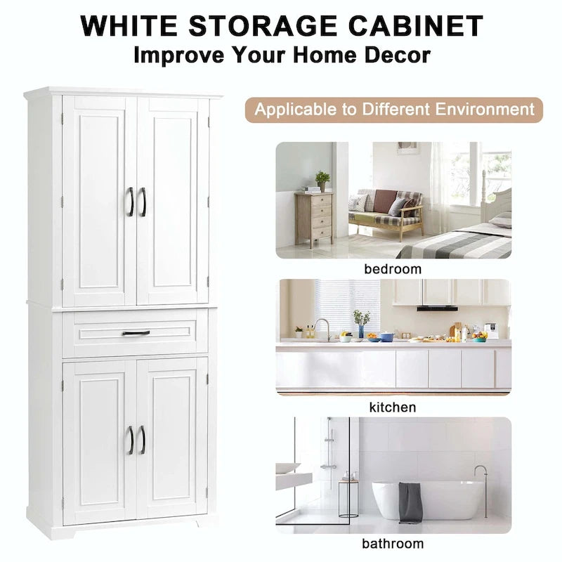 Mobiletto alto da bagno con cassetti e ripiano regolabile