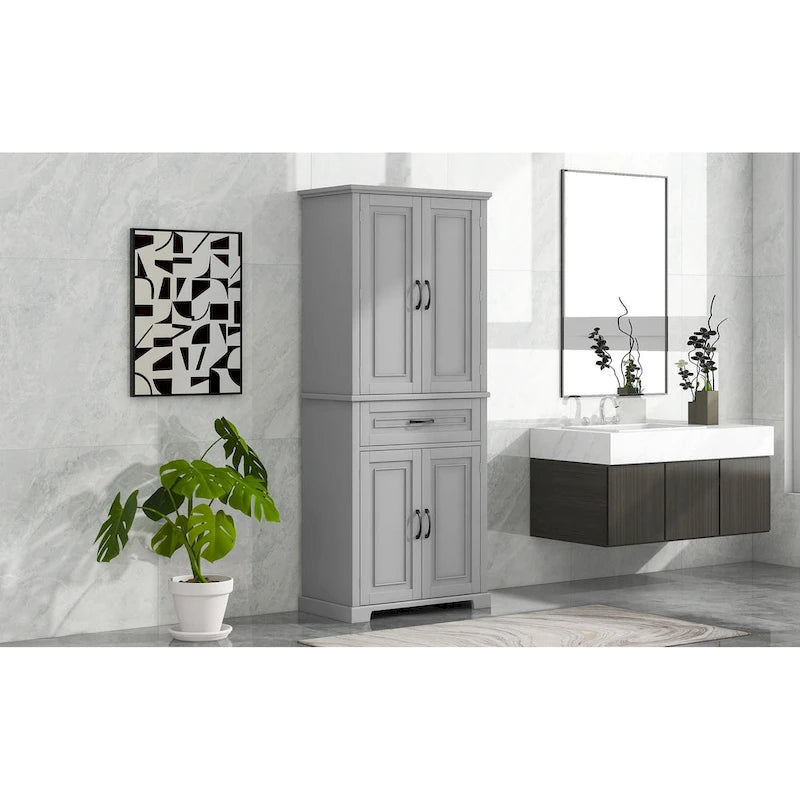 Mobiletto alto da bagno con cassetti e ripiano regolabile