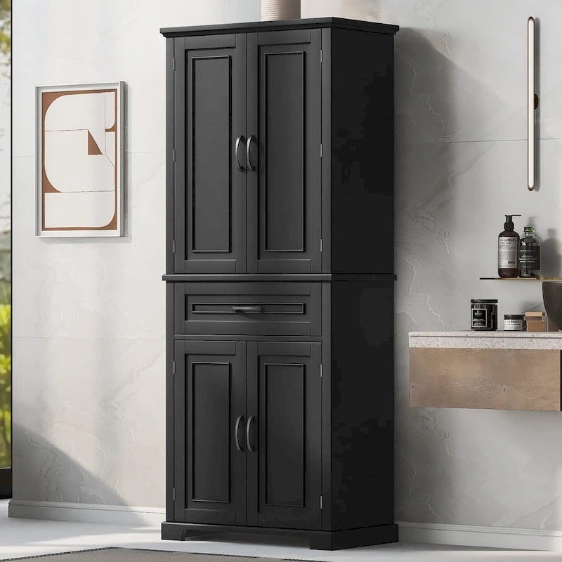 Mobiletto alto da bagno con cassetti e ripiano regolabile