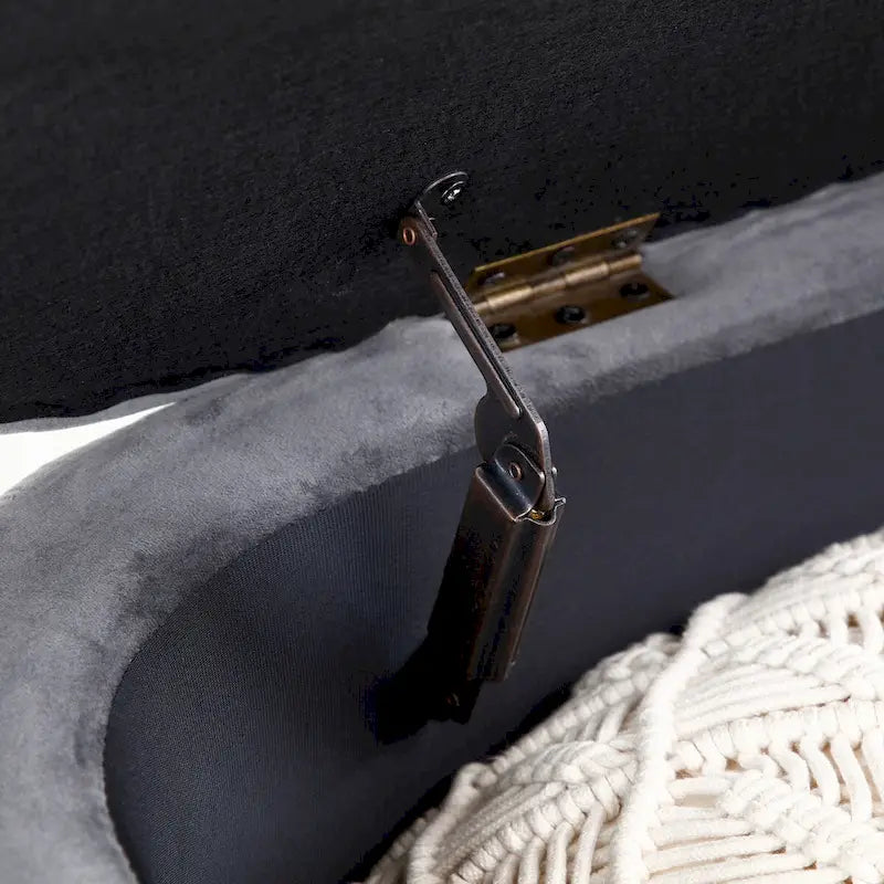 Panca contenitore, panca da camera da letto ovale imbottita in velluto con gambe in metallo dorato, pouf contenitore da 50